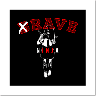 Rave Ninja EDM Techno Gift School Uniform Sword Girl Posters and Art